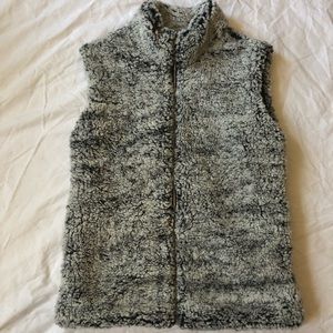 Charcoal grey and white fleece vest